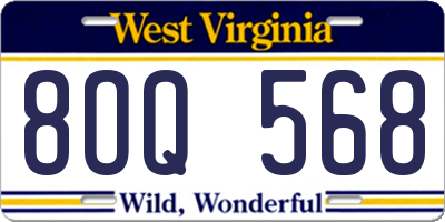 WV license plate 8OQ568