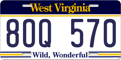 WV license plate 8OQ570
