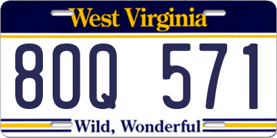 WV license plate 8OQ571