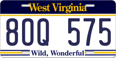 WV license plate 8OQ575