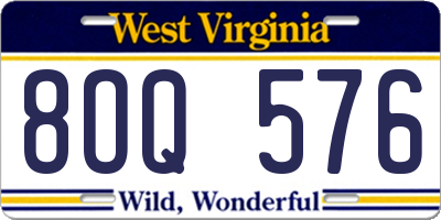 WV license plate 8OQ576