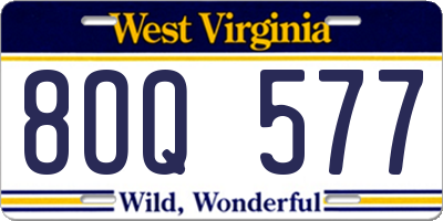 WV license plate 8OQ577