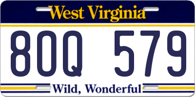 WV license plate 8OQ579