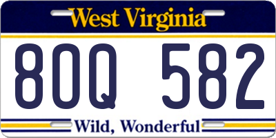 WV license plate 8OQ582