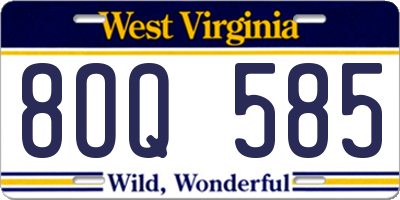 WV license plate 8OQ585