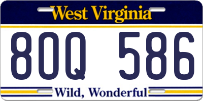 WV license plate 8OQ586