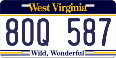 WV license plate 8OQ587