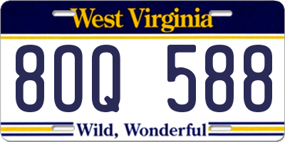 WV license plate 8OQ588