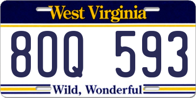 WV license plate 8OQ593