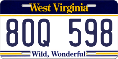 WV license plate 8OQ598