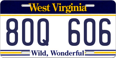 WV license plate 8OQ606