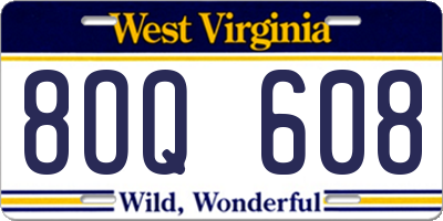 WV license plate 8OQ608