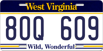 WV license plate 8OQ609