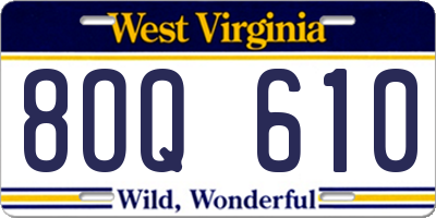 WV license plate 8OQ610