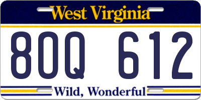 WV license plate 8OQ612