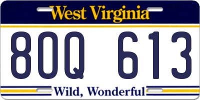 WV license plate 8OQ613