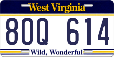 WV license plate 8OQ614