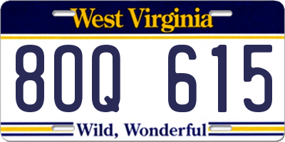 WV license plate 8OQ615