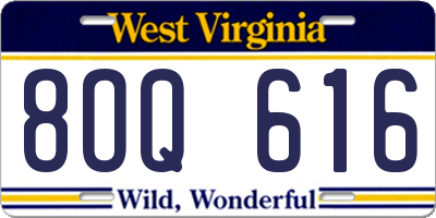 WV license plate 8OQ616
