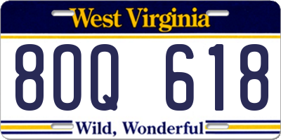 WV license plate 8OQ618