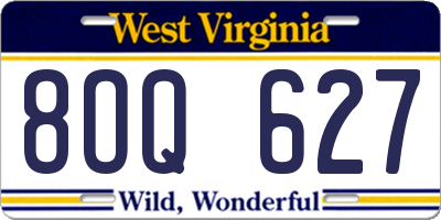WV license plate 8OQ627