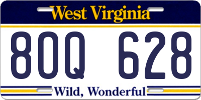 WV license plate 8OQ628