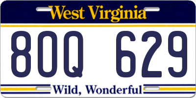 WV license plate 8OQ629