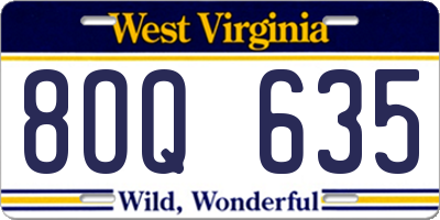 WV license plate 8OQ635