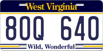 WV license plate 8OQ640