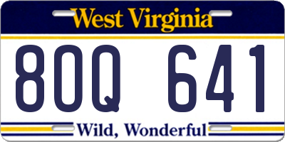 WV license plate 8OQ641