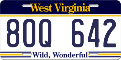 WV license plate 8OQ642