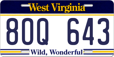 WV license plate 8OQ643
