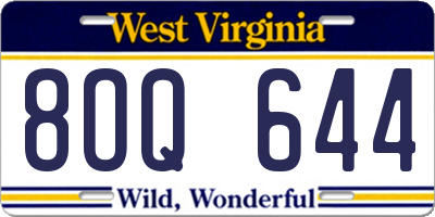 WV license plate 8OQ644