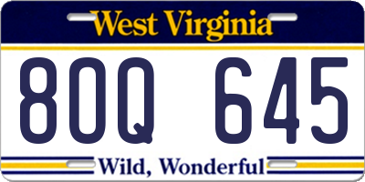 WV license plate 8OQ645