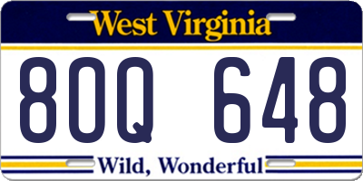 WV license plate 8OQ648