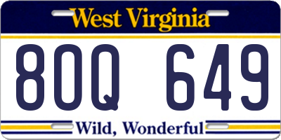 WV license plate 8OQ649