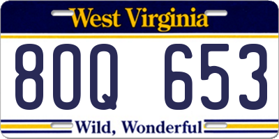 WV license plate 8OQ653