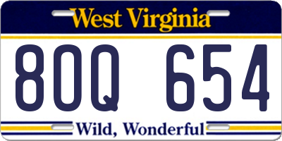 WV license plate 8OQ654