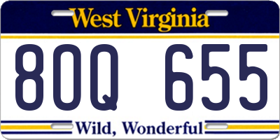 WV license plate 8OQ655