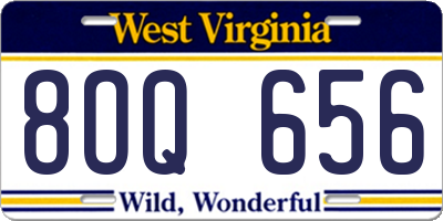 WV license plate 8OQ656