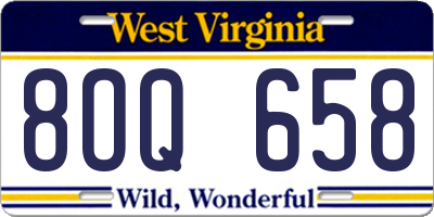 WV license plate 8OQ658