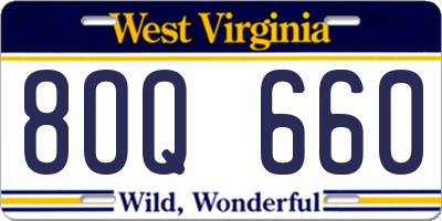 WV license plate 8OQ660