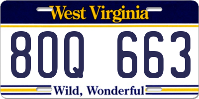WV license plate 8OQ663