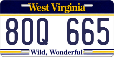 WV license plate 8OQ665