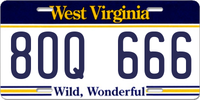 WV license plate 8OQ666