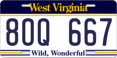 WV license plate 8OQ667