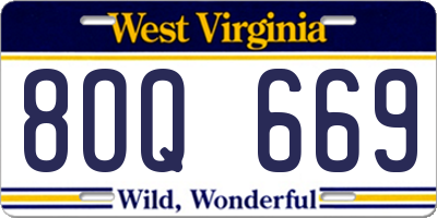 WV license plate 8OQ669