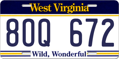 WV license plate 8OQ672
