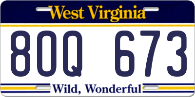 WV license plate 8OQ673