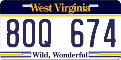 WV license plate 8OQ674